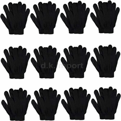 12 Pair Men Women Winter Warmer Knit Knitted Casual Gloves Stretch One Size Lots