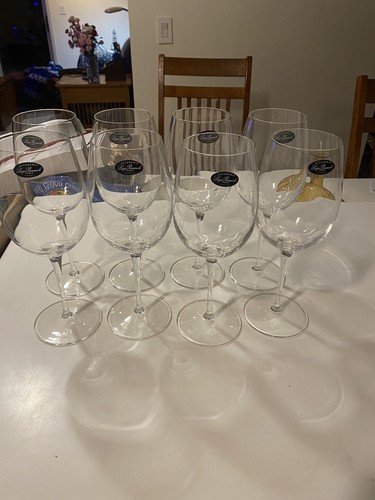 Luigi Bormioli Accademia 9,5" Klar Kristall Stiel Weingläser Italien 8er Set Neu mit Etikett