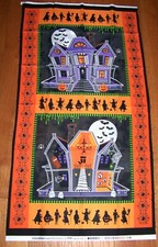 Windham GHOSTS GHOULS Haunted House Panel on 100 cotton fabric