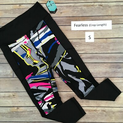 SMALL LuLaRoe FEARLESS Crop Fitness Leggings, PINK BLUE BLACK, RISE  Collection
