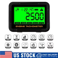 Digital Hour RPM Meter Tachometer Tach Engine Gauge Alert RPM Waterproof