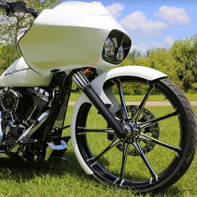 BLACK FORK SLIDER COVER For Harley FLT FLHR COW BELLS FLHX FLHTCU Freewheeler Foto 4 de 4