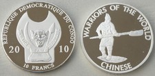 Congo Democratic Republic 10 Francs 2010 Warrior Of The World Chinese PP