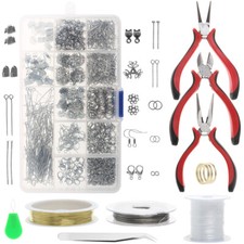 Jewelry Making Supplies Starter Kit Earring Findings Beading Wires Pliers Set