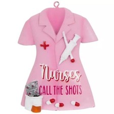 Pink Scrubs Nurses Call The Shots Ornament