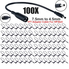 100Pcs DC/AC Power Charger Converter Adapter Cable 7.4mm To 4.5mm for Dell 1FT