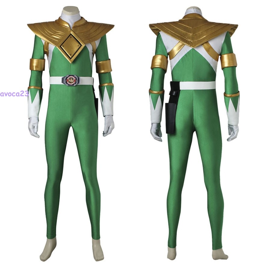 Mighty Morphin Power Rangers Cosplay Costume Green Dragon Ranger Zentai ...