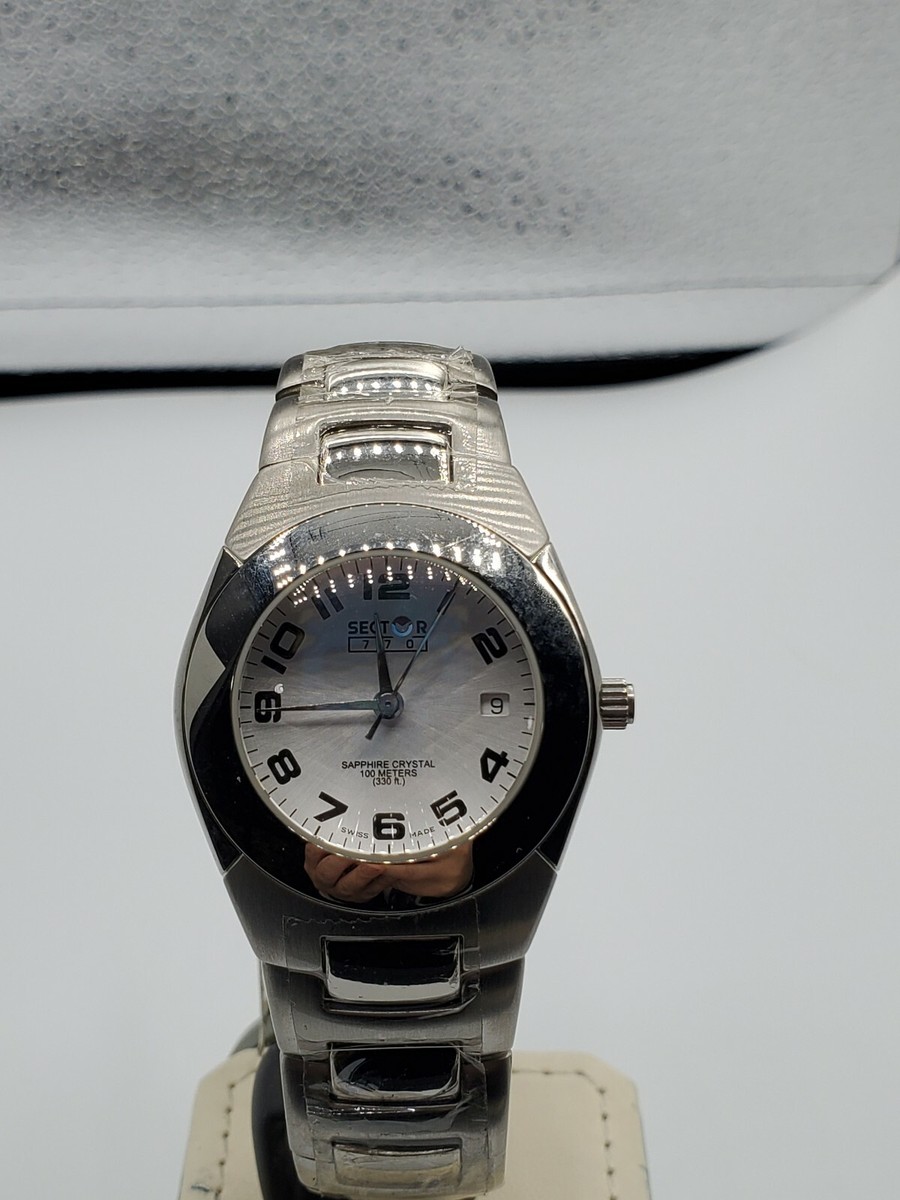 Montre Femme Sector 770 Date - Mouvement Suisse, Cadran Argent, Cristal Saphir, Neuve Avec étiquettes
