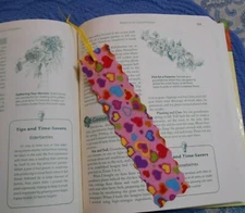 Bookmark Fabric or Cloth VALENTINE or HEART Themed Handmade Ribbon