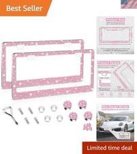 Bling License Plate Frame for Women, 2Pack Rhinestone Handcrafted Crystal St...