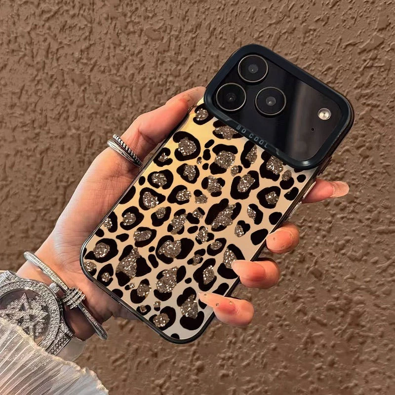 For iPhone 17 Air 17 16 Pro Max 15 14 13 12 11 XR Phone Case Shiny Leopard Print - Image 2 of 4