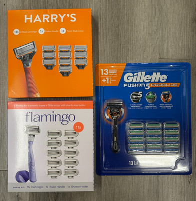 BUNDLE DEAL- Harry s Razor Set, Gillette Fusion 5 Proglide, Flamingo Shave Kit