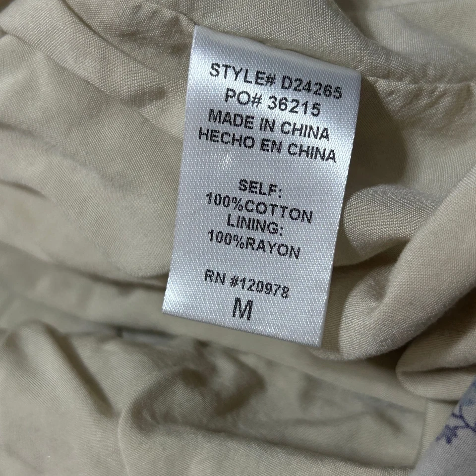 Vestido Entro Mujer M Floral Pintuck Cuello en V Manga Abullonada Algodón Beige Forrado Ajuste Foto 3 de 4