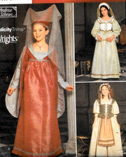 UNCUT Simplicity 9836 Renaissance Childs Dress 7 8 10 12 14 Laced Bodice Empire