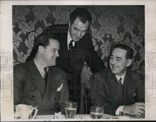 1940 Press Photo Horace Stoneham owner of NY Giants, Ford Frick & Phil Wrigley