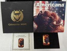 Germania Mint 2oz 9999 Silver Americana Bison Colorized & Antiqued Bar w/ COA LE