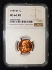 1949-D LINCOLN WHEAT CENT NGC MS 66 RD