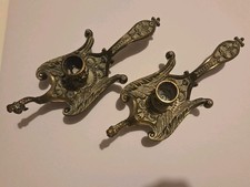 Rare Pair Vintage 2 x Brass Peacock Birds Gothic Victorian Taper Candleholder  