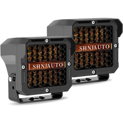 5 Inch Amber Yellow LED Offroad Lights, 120W Super Bright Cube Pods Spot Floo...