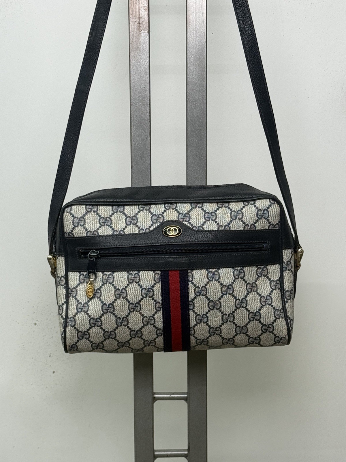 GUCCI OPHIDIA BORSA CAMERA BAG atracolla "GG" Blu Vintage