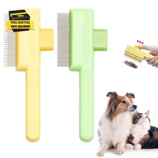 Flea Comb for Cats & Dogs Brush for Shedding Self Cleaning Pet Comb Lice Comb wi