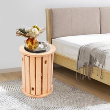 4-in-1 Multifunctional Wooden Stackable Stools, Round Stackable Stools Log Color