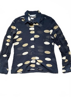 Vintage Max Mara 100% Silk Blouse Made Italy Polka Dot Sheer Designer Top