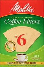 #6 Cone Coffee Filters, Unbleached Natural Brown, 40 Count (Pack of 12) 480 Tota