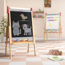 WINGYZ Easel for Kids   3-in-1 Art with Chalkboard, Magnetic Wood