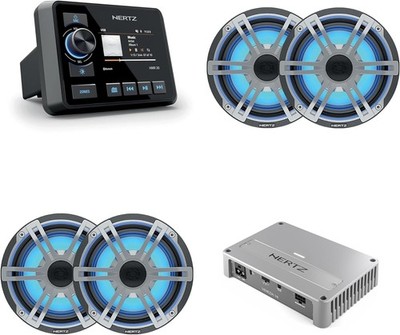 HERTZ Marine 2-Pairs of HEX-65-S-LD-G 6.5'' Speakers HMR20 + Venezia 4C Amplifier