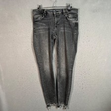 Allsaints Womens Sz 30 Gray Mast Ankle Distressed Skinny Jeans Frayed Hem Denim