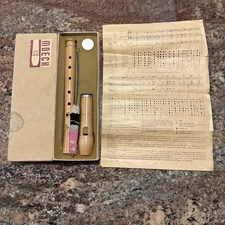 Vintage 1954 Moeck Tuju Alto Recorder Maple Wood w/Brush and Music Sheet Germany