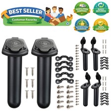 2 Pack Kayak Deck Flush Mount Fishing Rod Holders and Cap Cover for Boat, Can...
