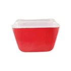 PYREX RED Vintage 4x3 Inch Refrigerator Dish O-501 With Lid