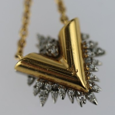 ○Louis Vuitton Collier V Necklace M00366 Rhinestone Gold Viton | eBay