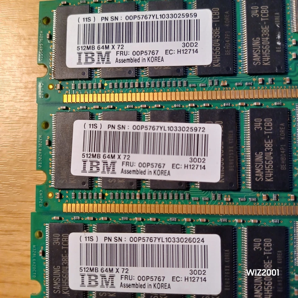 Lot 3x IBM Samsung 512MB PC2100 DDR-266MHz Registered ECCServer RAM TOT=1.5GB - Image 3 of 4