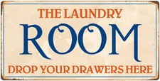 Letrero de novedad colgante 1045HS The Laundry Room deja caer tus cajones aquí 5"x10"