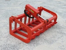 48" Single Cylinder Root Grapple Bucket Attachment Fits Skid Steer Quick Attach