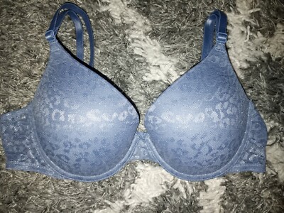VS pink leopard lace push up bra BRAND NEW size 36b blue shine 