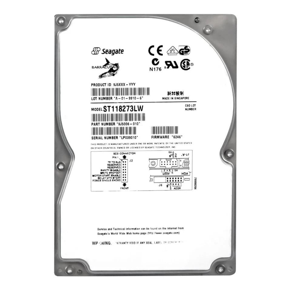 Hard Seagate barracuda ST118273LW 18.2GB 7200U/Min SCSI ULTRA2 68-pin 3.5 " - Image 2 of 3