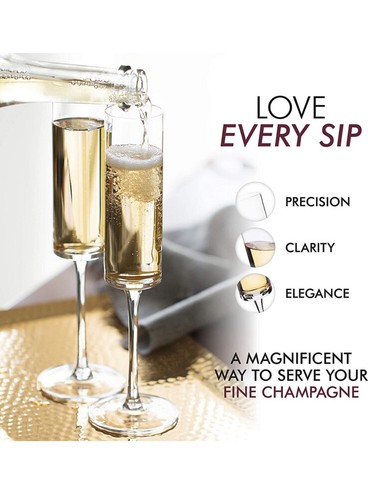 Champagne Flutes Edge Champagne Glass - Modern & Elegant Gift - Set of 2 - Picture 3 of 6