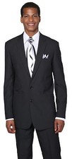 Men's 2 piece Slim Fit Wool Feel 2 Button Suit with Flat Front Pants 5702 K SM