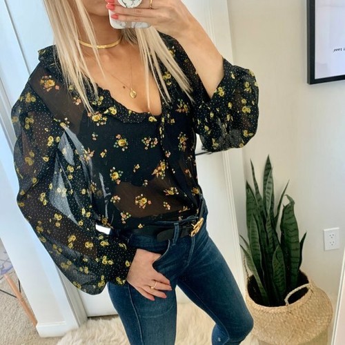 Zara Contrasting Floral Print Sheer 