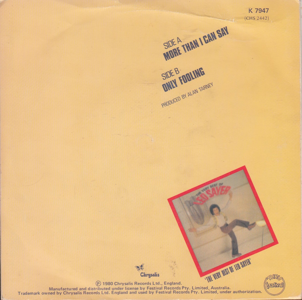 LEO SAYER More Than I Can Say / Only Fooling 45 P/S SirH70 LEO SAYER More Than I Can Say / Only Fooling 45 P/S SirH70