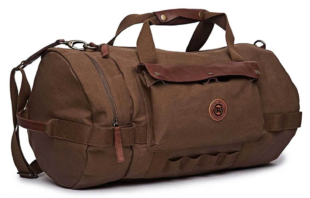 Royal Enfield Flying Flea Duffel Bag Genuine Leather Brown Trim