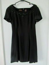 LIZ CLAIBORNE NIGHT 10  Black Formal Evening Dress   Beaded Top   Vintage?   EUC