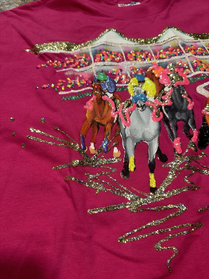 Camiseta De Colección 1995 Talla XL Kentucky Derby Puntada Única Pintada a Mano Joan Studwell Foto 3 de 4