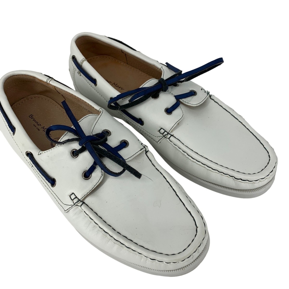 Bruno Marc Sz 10 Mens White Boat Shoes Navy Accent 3966 Man  display picture 3