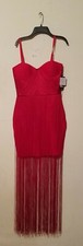 Guess by Marciano Fringe Bandage Dress Red Sz Medium