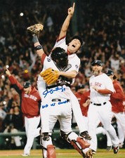 JARROD SALTALAMACCHIA  BOSTON RED SOX  2013 WS CHAMPS   ACTION SIGNED 8x10